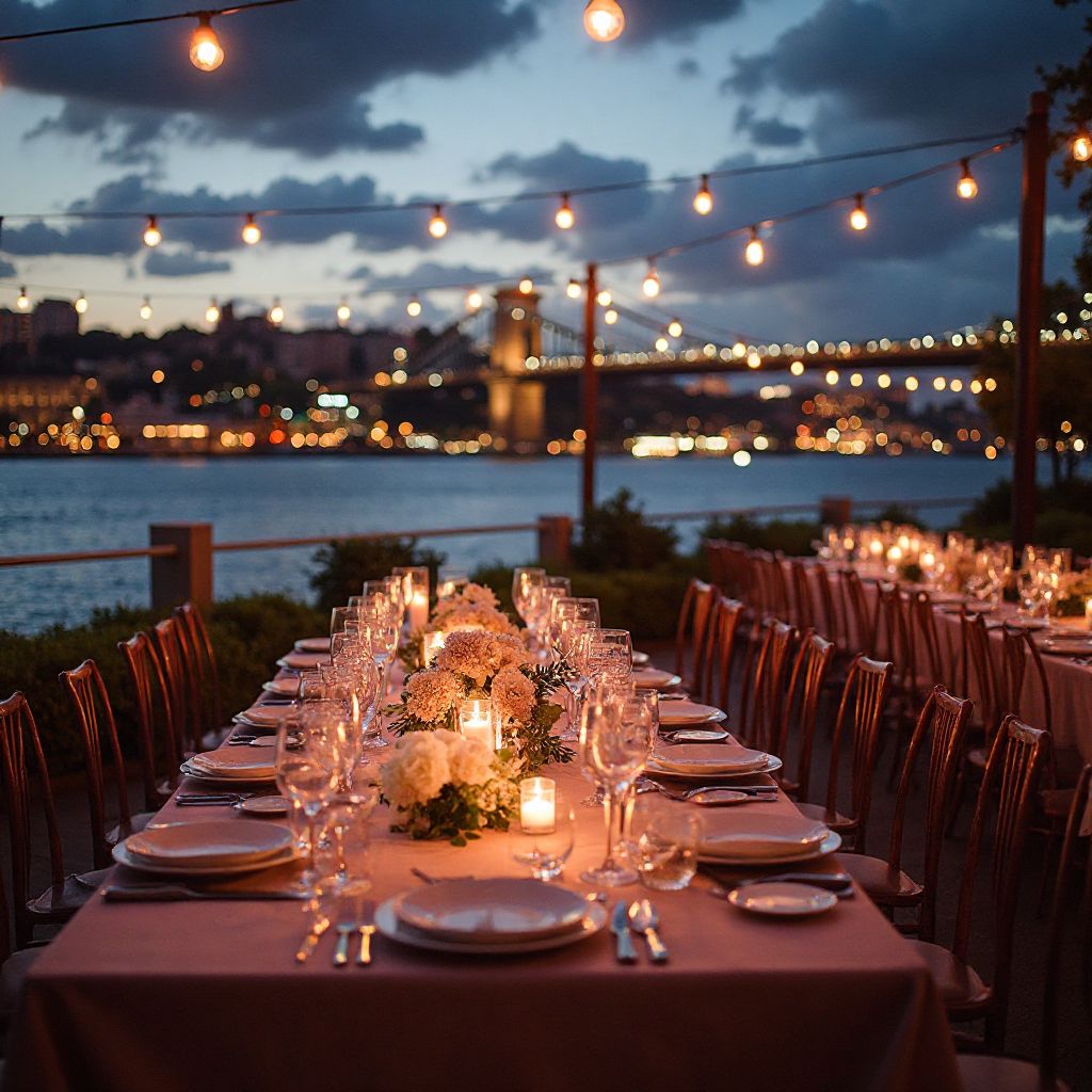 Waterfront wedding reception